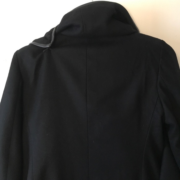 Custom Designed & Tailored Wool / Leather Coat, Size S - Picture 6 of 14